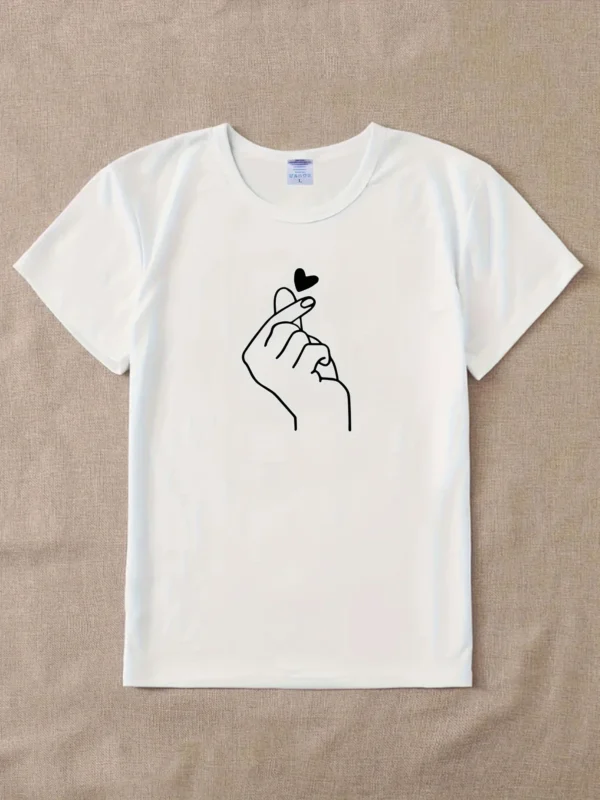 T shirt z okrągłym dekoltem damski - Casual top z nadrukiem | Klasyczna koszulka na każdą porę roku