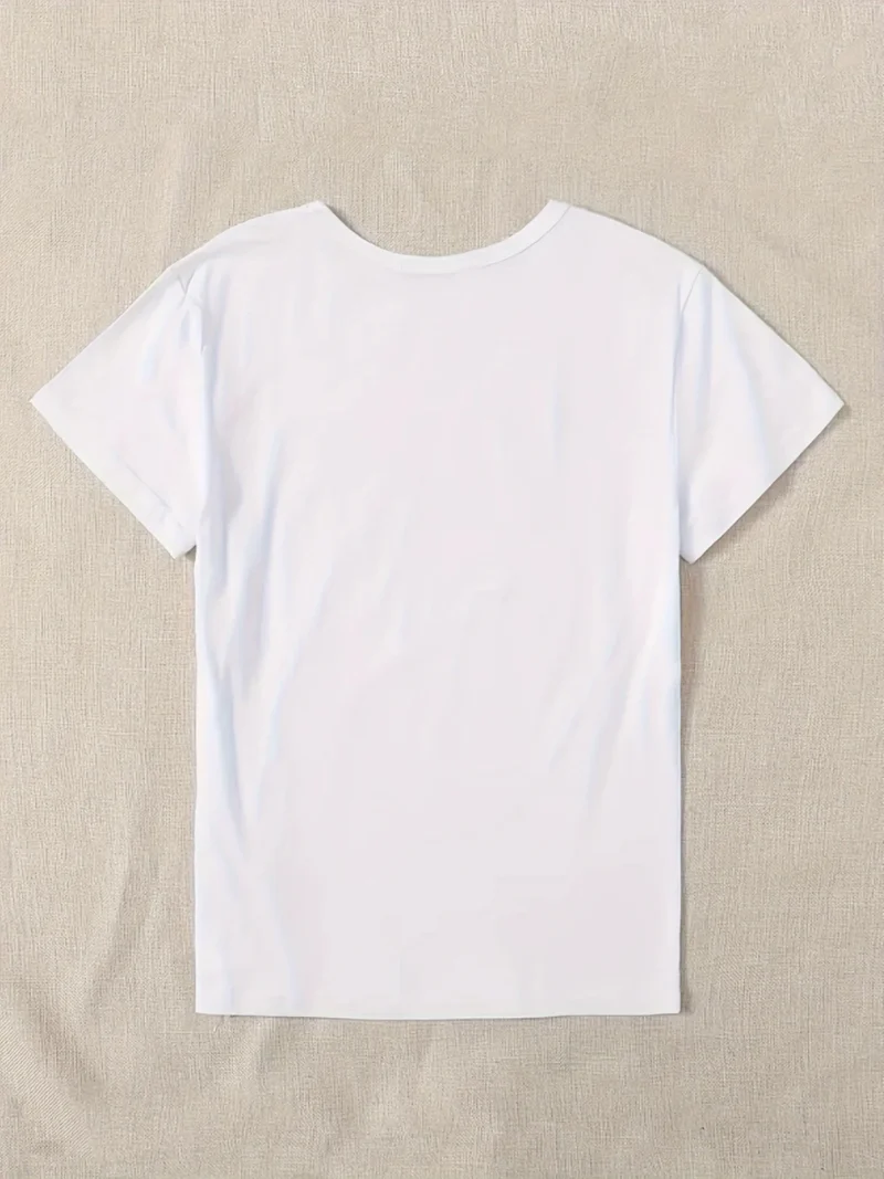 T shirt z okrągłym dekoltem damski - Casual top z nadrukiem | Klasyczna koszulka na każdą porę roku - obrazek 3