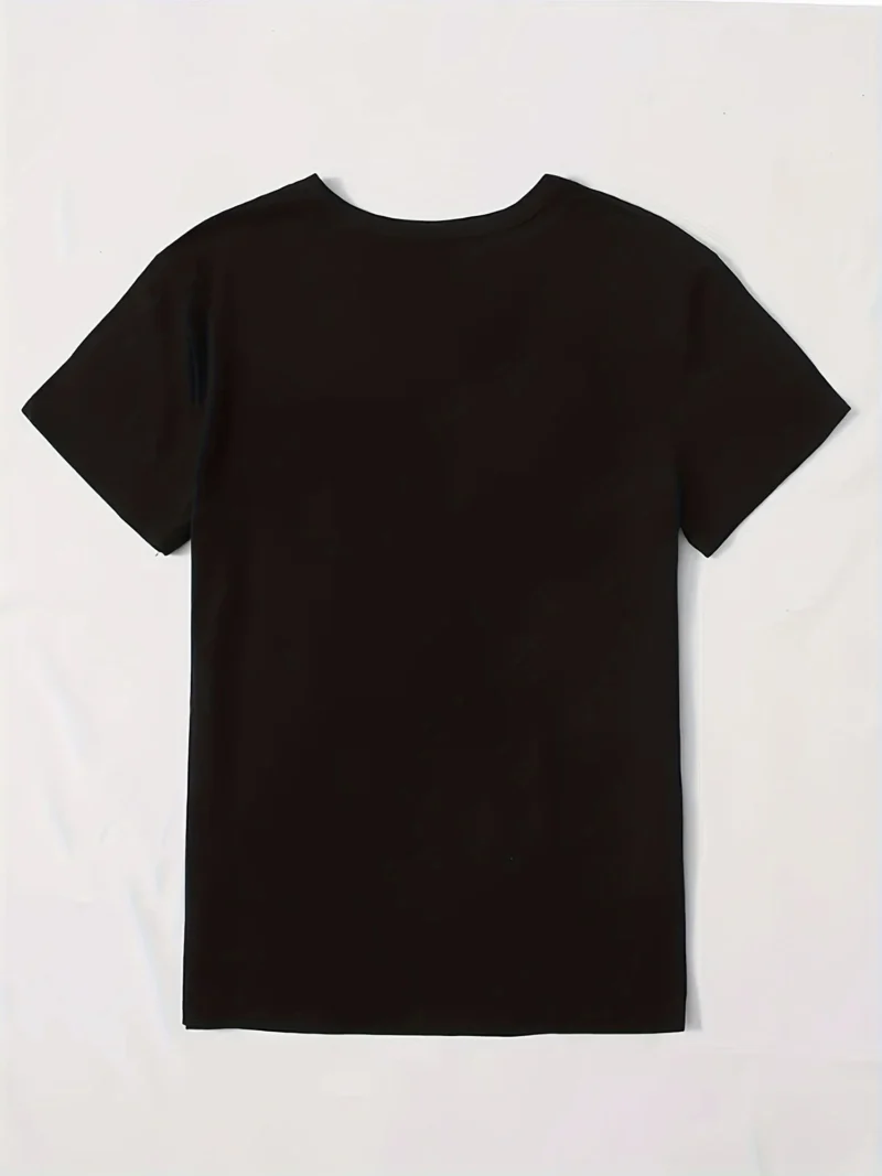 T shirt z okrągłym dekoltem damski - Casual top z nadrukiem | Klasyczna koszulka na każdą porę roku - obrazek 4