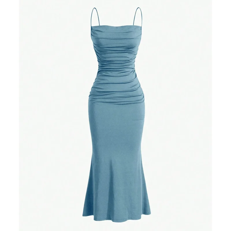 Elegancka sukienka maxi Mia Muse - Wieczorowa kreacja na wesele z dekoltem typu milkmaid | Letnia, obcisła - obrazek 12