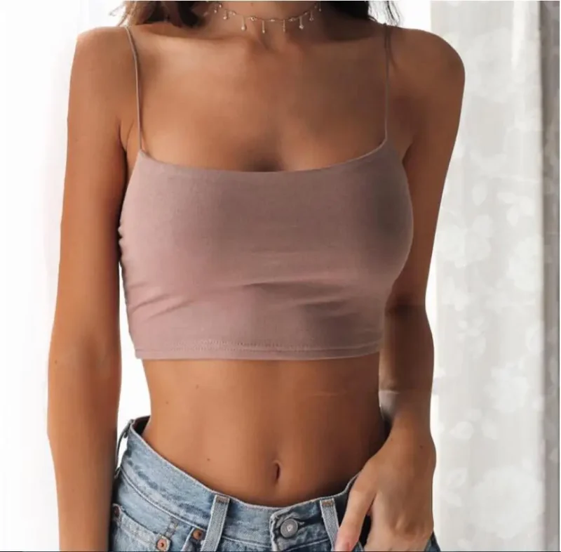 Top bez ramion damski - Letnia bluzka na ramiączkach | Crop top bawełniany, czarno-biała koszulka w stylu sexy - obrazek 2