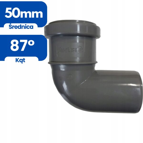 ABWASSER-KRÜMMER FI 50/87° PVC KRÜMMER PP GRAU – Bild 2