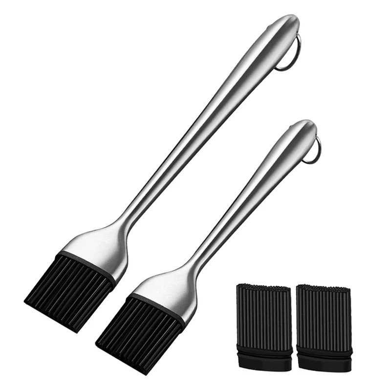 Silikon Backpinsel mit Edelstahlgriff - Hitzebeständiger Grillpinsel für Küche und BBQ
