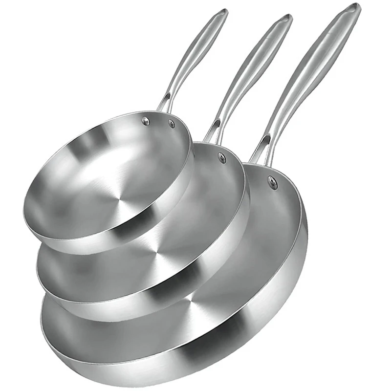 Premium Edelstahlpfanne 28cm - Profi Steakpfanne 304 Edelstahl für Induktion & Gas | 5-Schicht-Technologie