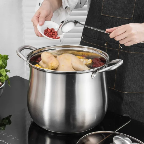 Großer Edelstahltopf - Premium Suppentopf für Eintöpfe, Suppen und mehr - Robust & Pflegeleicht – Bild 3