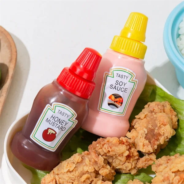 Mini Saucenflaschen 4er Set - Tragbare Gewürzbehälter für Lunchbox und Picknick – Bild 4