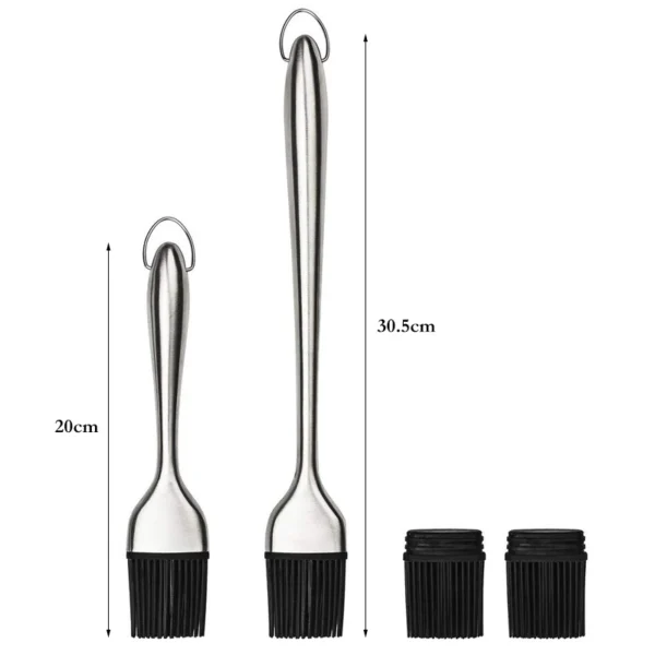 Silikon Backpinsel mit Edelstahlgriff - Hitzebeständiger Grillpinsel für Küche und BBQ – Bild 2