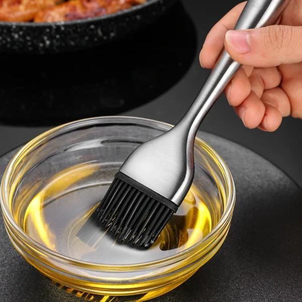 Silikon Backpinsel mit Edelstahlgriff - Hitzebeständiger Grillpinsel für Küche und BBQ – Bild 5