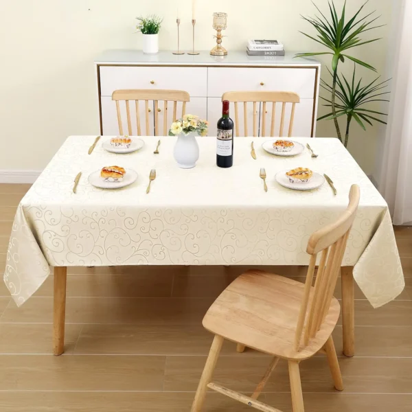 Olanly Rectangle Table Cloths Washable Ornaments Diner Table Covers Easy Care Scratch-Resistant Kitchen Party Damask Tablecloths – Bild 5