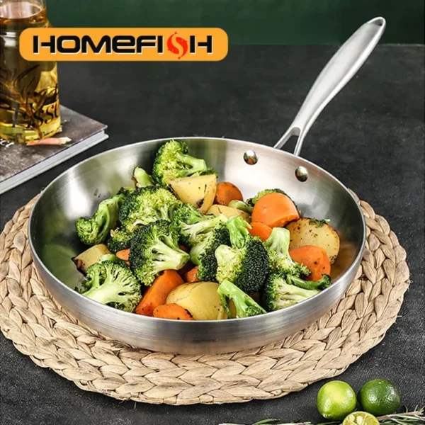 Premium Edelstahlpfanne 28cm - Profi Steakpfanne 304 Edelstahl für Induktion & Gas | 5-Schicht-Technologie – Bild 3