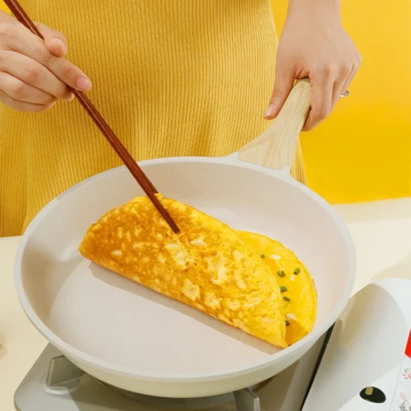 Antihaft Wok 28cm mit Keramik-Steinbeschichtung - Induktionsgeeignete Universalpfanne für gesundes Kochen – Bild 3